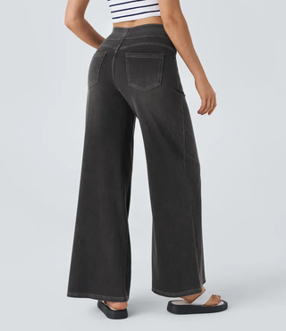 Mel Dames High-Waist Jeans met Wijde Pijpen