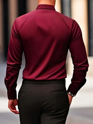 Heren Lange Mouw Overhemd Slim Fit van Ademend Materiaal
