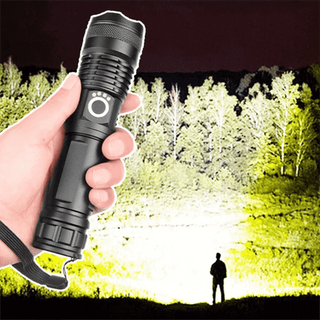90000 lumen XHP50.2 zaklamp met 18650 en 26650 batterijhouder en batterij-indicator