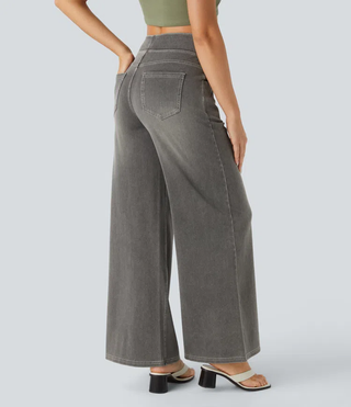 Mel Dames High-Waist Jeans met Wijde Pijpen