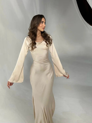 Sophie Dames Maxi-jurk met Lange Mouwen