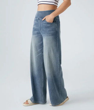 Mel Dames High-Waist Jeans met Wijde Pijpen