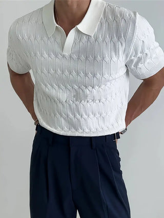 Heren Poloshirt Katoen Gebreid Met Korte Mouwen - Casual Polo Shirt Heren Wit