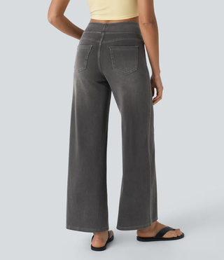 Mel Dames High-Waist Jeans met Wijde Pijpen
