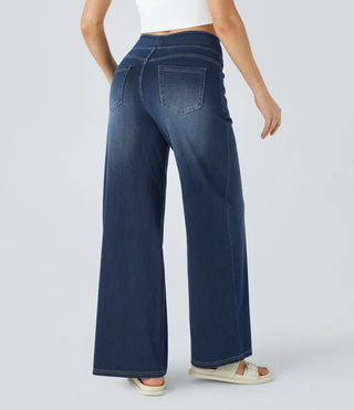 Mel Dames High-Waist Jeans met Wijde Pijpen