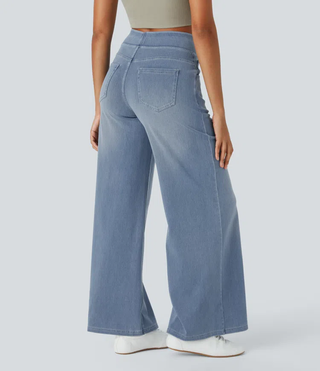 Mel Dames High-Waist Jeans met Wijde Pijpen