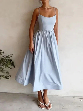 Dames A-lijn Jurk met Getailleerde Taille Blauw