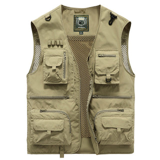 Ademend, lichtgewicht zomervest met veel opbergruimte. khaki