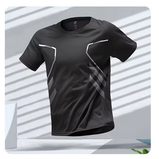 Ademend sportshirt voor heren, geschikt voor fitness, hardlopen en training – ideaal voor actieve mannen. zwart