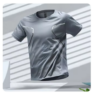 Ademend sportshirt voor heren, geschikt voor fitness, hardlopen en training – ideaal voor actieve mannen. grijs