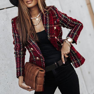 Adōre | Damesblazer met knoopsluiting | Casual wijnrood