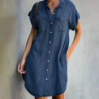 Aline | Spijkerjurk voor dames – Stoer Denim Design Donkerblauw