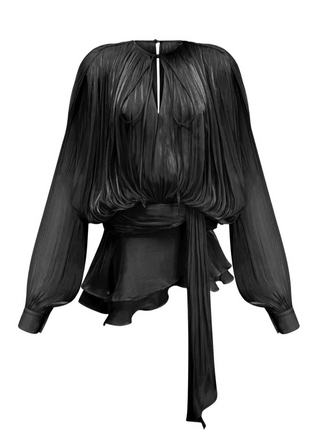 Bersh | Dames Geplisseerde Mini-Feestjurk – Lichtgewicht Lurex Chiffon met Glans Zwart