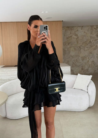 Bersh | Dames Geplisseerde Mini-Feestjurk – Lichtgewicht Lurex Chiffon met Glans