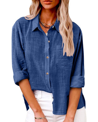 Isana | Damesoverhemd – Elegante Alledaagse Stijl, Losse Pasvorm & Maximaal Comfort Blauw