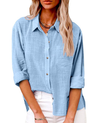 Isana | Damesoverhemd – Elegante Alledaagse Stijl, Losse Pasvorm & Maximaal Comfort lichtblauw