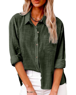 Isana | Damesoverhemd – Elegante Alledaagse Stijl, Losse Pasvorm & Maximaal Comfort Militair groen