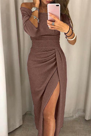 Palmira | Elegante Avond-Silhouet Damesjurk Bruin