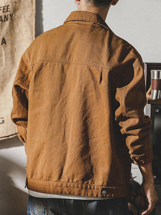 Amerikaanse vintage cargo-jas voor heren: retro werkjas met stevige pasvorm en klassiek design.