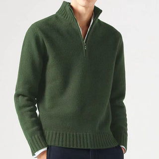 Anton | Luxe Trui met Halve Rits Groen