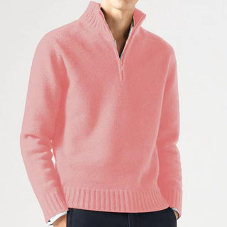 Anton | Luxe Trui met Halve Rits Roze