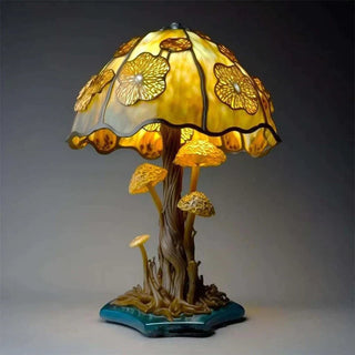 AuraGlass – Magische gekleurde glazen lamp voor een ontspannen sfeer Gouden paddenstoel