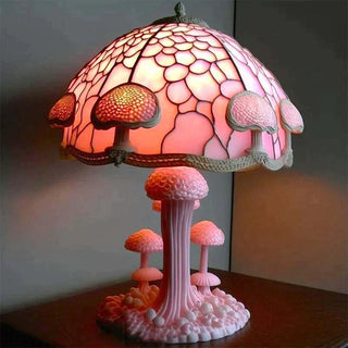 AuraGlass – Magische gekleurde glazen lamp voor een ontspannen sfeer Roze paddenstoel