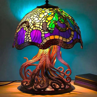 AuraGlass – Magische gekleurde glazen lamp voor een ontspannen sfeer Octopus