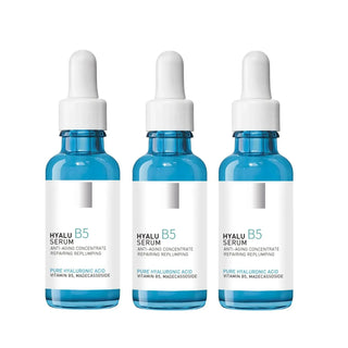 Vitamine B5 Hyaluronzuur Gezichtsserum - Hydraterende Verhelderende Gezichtsessence tegen Fijne Lijntjes, Donkere Kringen & Doffe Huid 3 Stuks
