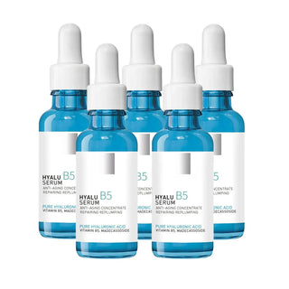 Vitamine B5 Hyaluronzuur Gezichtsserum - Hydraterende Verhelderende Gezichtsessence tegen Fijne Lijntjes, Donkere Kringen & Doffe Huid 5 Stuks