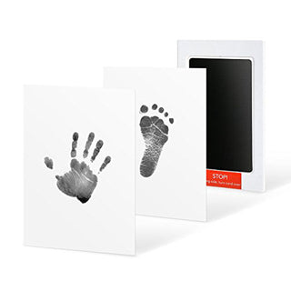 Inktvrije Baby Hand- en Voetafdruk Kit - Rommelvrije Herinnering Fotolijst Set, Veilige Pasgeboren Hand- en Voetafdruk Maker voor Nieuwe Ouders Zwart