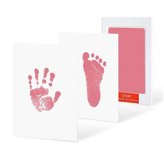 Inktvrije Baby Hand- en Voetafdruk Kit - Rommelvrije Herinnering Fotolijst Set, Veilige Pasgeboren Hand- en Voetafdruk Maker voor Nieuwe Ouders Roze