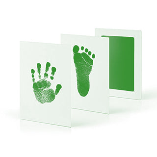 Inktvrije Baby Hand- en Voetafdruk Kit - Rommelvrije Herinnering Fotolijst Set, Veilige Pasgeboren Hand- en Voetafdruk Maker voor Nieuwe Ouders Groen