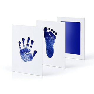 Inktvrije Baby Hand- en Voetafdruk Kit - Rommelvrije Herinnering Fotolijst Set, Veilige Pasgeboren Hand- en Voetafdruk Maker voor Nieuwe Ouders Donkerblauw