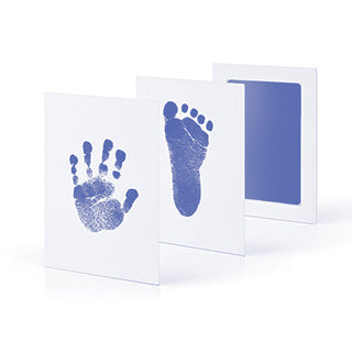 Inktvrije Baby Hand- en Voetafdruk Kit - Rommelvrije Herinnering Fotolijst Set, Veilige Pasgeboren Hand- en Voetafdruk Maker voor Nieuwe Ouders Lichtblauw