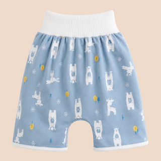 Herbruikbare Baby Trainingsbroekjes - Waterdicht Absorberend Stoffen Zindelijkheidstraining Broekje & Rokje, Wasbare Peuterluier voor Dag & Nacht Broek Blauwe Bosdieren