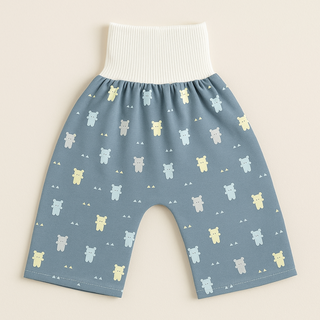 Herbruikbare Baby Trainingsbroekjes - Waterdicht Absorberend Stoffen Zindelijkheidstraining Broekje & Rokje, Wasbare Peuterluier voor Dag & Nacht Broek Blauwe Beertjes