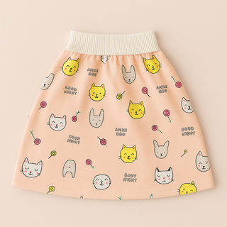 Herbruikbare Baby Trainingsbroekjes - Waterdicht Absorberend Stoffen Zindelijkheidstraining Broekje & Rokje, Wasbare Peuterluier voor Dag & Nacht Rokje Oranje Kittens