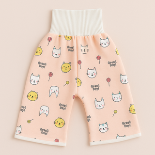 Herbruikbare Baby Trainingsbroekjes - Waterdicht Absorberend Stoffen Zindelijkheidstraining Broekje & Rokje, Wasbare Peuterluier voor Dag & Nacht Broek Oranje Kittens
