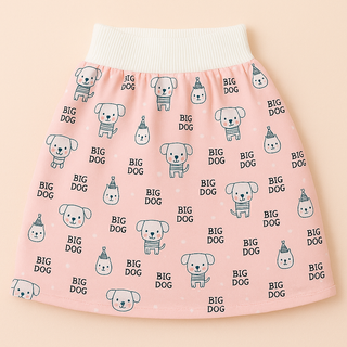 Herbruikbare Baby Trainingsbroekjes - Waterdicht Absorberend Stoffen Zindelijkheidstraining Broekje & Rokje, Wasbare Peuterluier voor Dag & Nacht Rokje Roze Puppy's