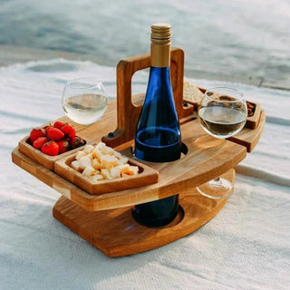 Draagbare Houten Picknicktafel voor Wijn en Snacks Default