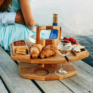 Draagbare Houten Picknicktafel voor Wijn en Snacks