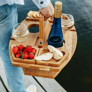 Draagbare Houten Picknicktafel voor Wijn en Snacks