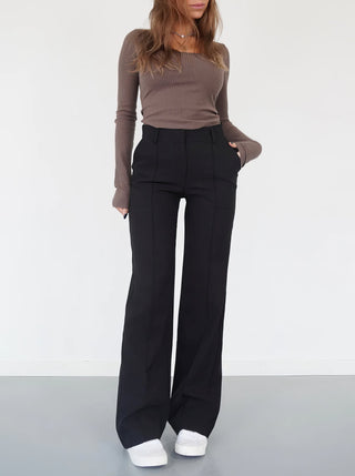 L'Amour | Dames Pantalon – Hoge Taille & Rechte Pijpen (Stijlvol & Veelzijdig) Zwart