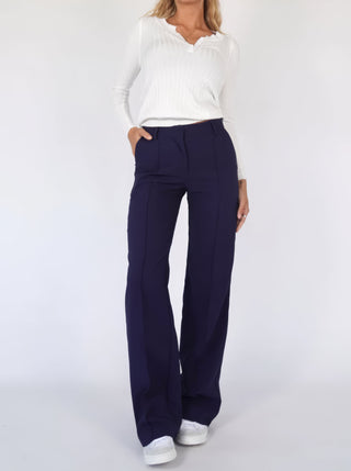 L'Amour | Dames Pantalon – Hoge Taille & Rechte Pijpen (Stijlvol & Veelzijdig) Blauw