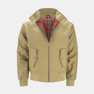 Klassiek Harrington-jack met ruitvoering Beige
