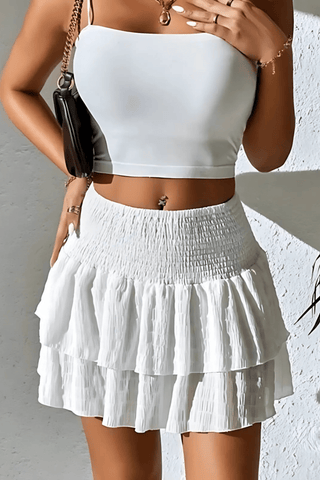 Bersh | Gelaagde minirok voor dames – Vrouwelijke gelaagde look en lichtgewicht ontwerp wit