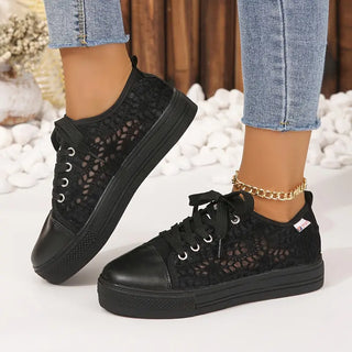 Dames Plateau Zomer Sneakers Zwart