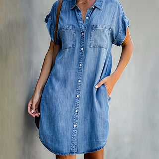 Beya | Denim midi-jurk voor dames – Authentieke wassing lichtblauw