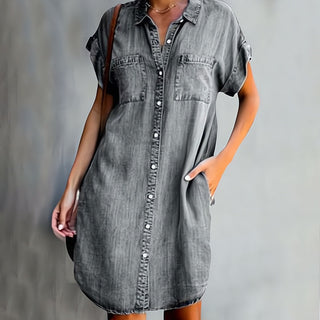 Beya | Denim midi-jurk voor dames – Authentieke wassing grijs